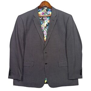 Giorgio Sanetti Blazer Mens 48R Black White Micro Pattern Parrot Lining